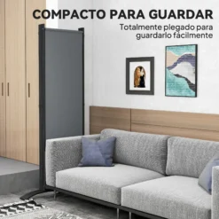 Outsunny Biombo Separador De Ambientes De 4 Paneles Plegable 221x172 Cm Gris