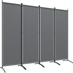 Outsunny Biombo Separador De Ambientes De 4 Paneles Plegable 221x172 Cm Gris