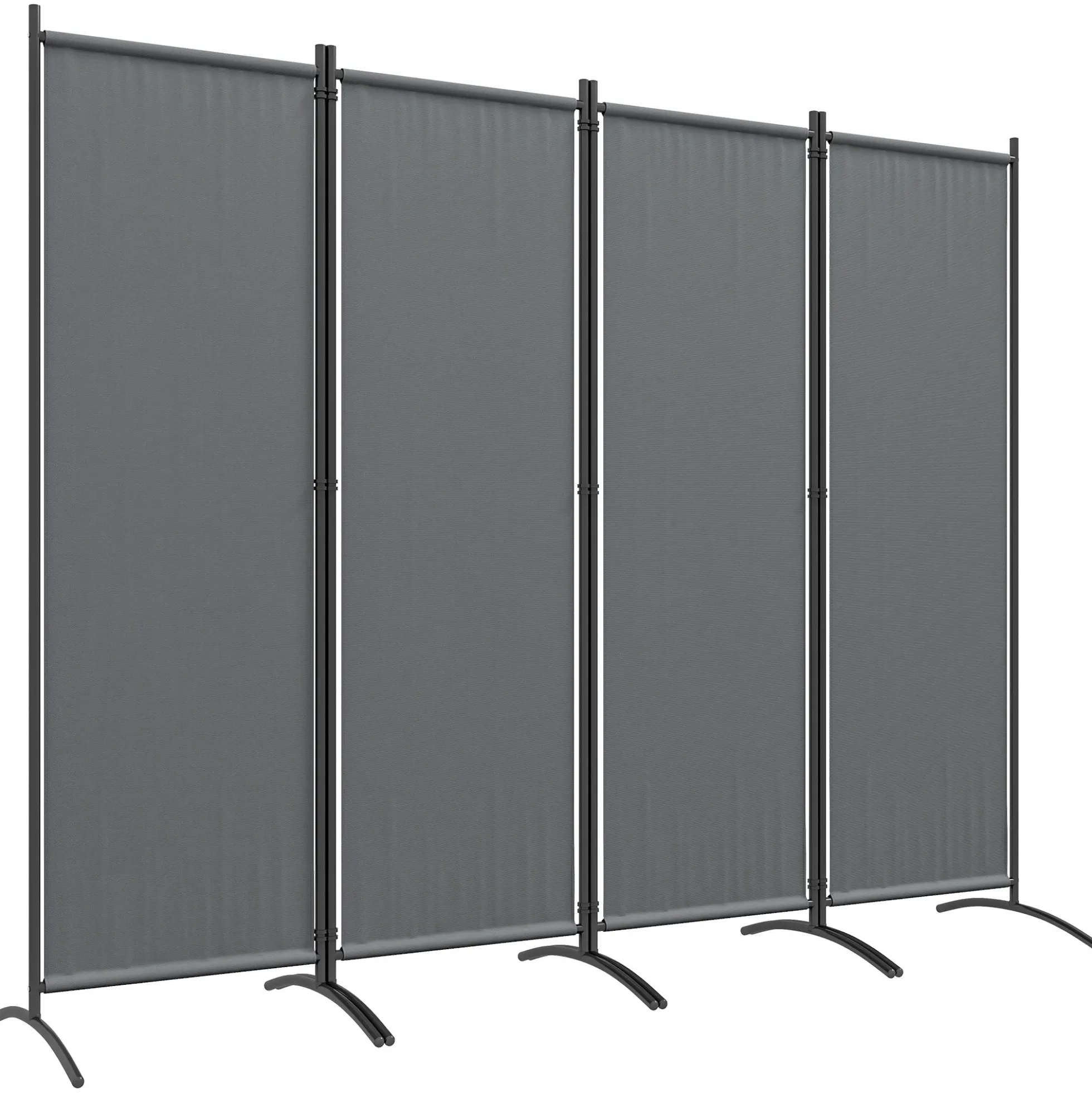 Outsunny Biombo Separador De Ambientes De 4 Paneles Plegable 221x172 Cm Gris