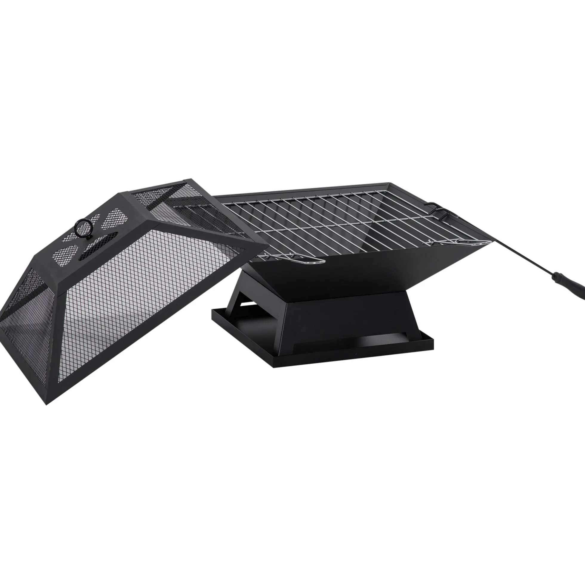 Outsunny Brasero Exterior De Acero Con Protector De Chispas 45x45x34 Cm Negro