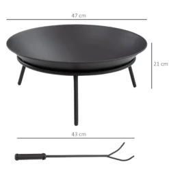 Outsunny Brasero Exterior De Jardín Con Atizador Para Hogueras Terraza Ø47x21 Cm