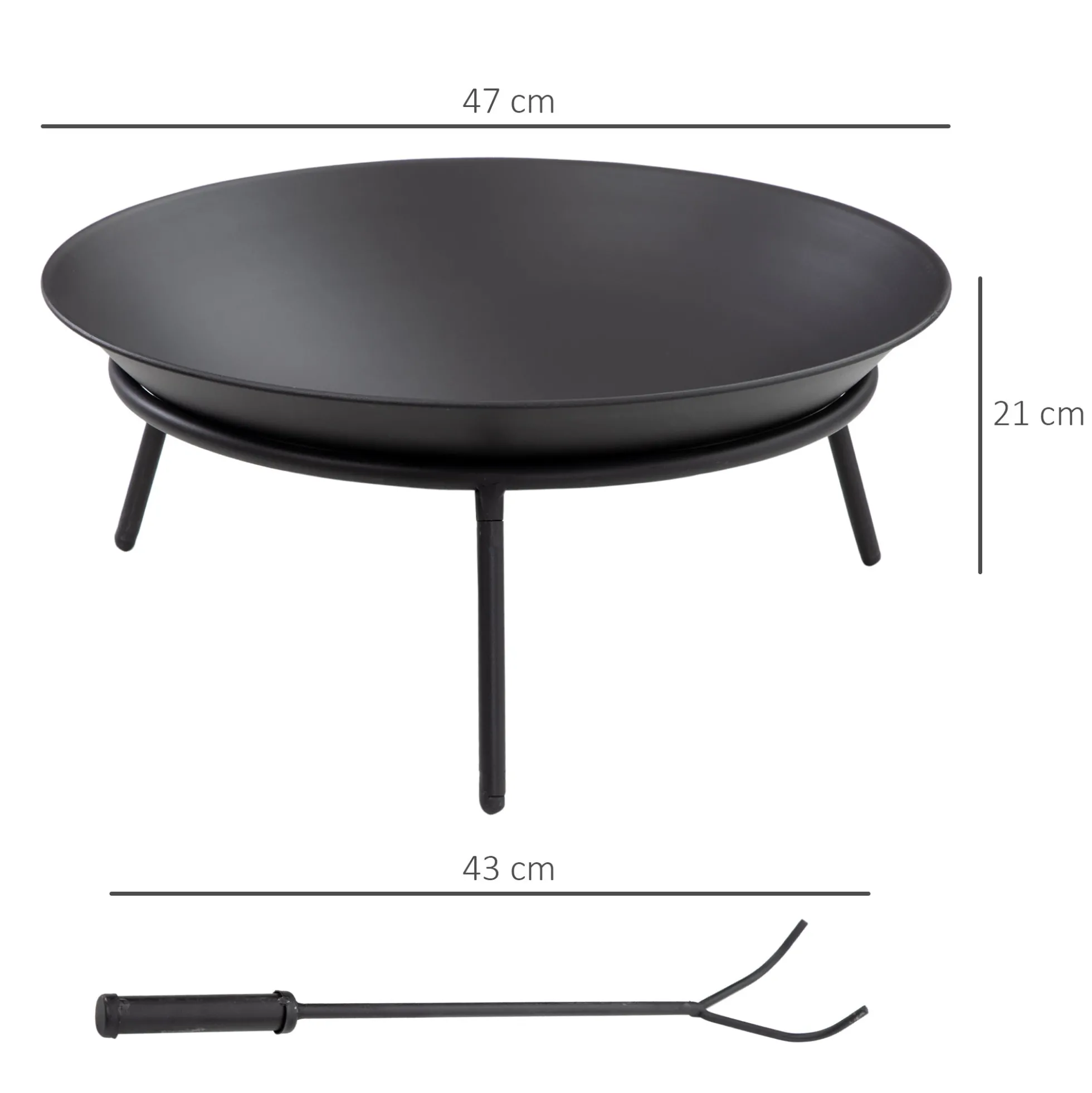 Outsunny Brasero Exterior De Jardín Con Atizador Para Hogueras Terraza Ø47x21 Cm