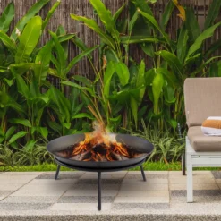 Outsunny Brasero Exterior De Jardín Con Atizador Para Hogueras Terraza Ø47x21 Cm