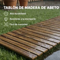 Outsunny Camino De Jardín De Madera 120x38 Cm Para Exteriores Carbonizado
