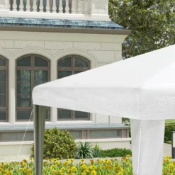 Outsunny Carpa Desmontable De Jardín 3x3 M Para Bodas Camping Fiestas Blanco