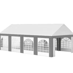 Outsunny Carpa Para Fiesta 4x8 M Con Paredes Extraíbles Puertas Y Ventanas Gris