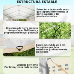 Outsunny Carpa Para Fiesta 4x8 M Con Paredes Extraíbles Puerta Y Ventanas Blanco