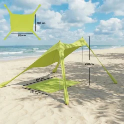 Outsunny Carpa Playa Plegable Con Esterilla Upf50+ Postes De Aluminio Pala Bolsa