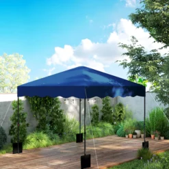 Outsunny Carpa Plegable Pop-up Gazebo 3x3 M Con Protección Uv 50+ Azul Oscuro
