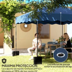 Outsunny Carpa Plegable Pop-up Gazebo 3x3 M Con Protección Uv 50+ Azul Oscuro