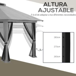 Outsunny Carpa Plegable Pop-up 4x4x2,8 M Altura Ajustable Protección Uv50+