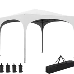 Outsunny Carpa Plegable 3x3 M Altura Ajustable Con Bolsa De Transporte Blanco