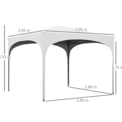Outsunny Carpa Plegable 3x3 M Altura Ajustable Con Bolsa De Transporte Blanco