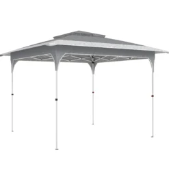 Outsunny Carpa Plegable 3,5x3,5 M Con Doble Techo Altura Ajustable Upf50+ Gris