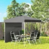 Outsunny Carpa Plegable 2,5x2,5 M Con 1 Pared Lateral Altura Ajustable Gris