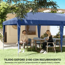 Outsunny Carpa Plegable 6x3 M Con 4 Laterales Desmontables 2 Ventanas Azul