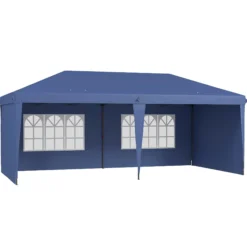 Outsunny Carpa Plegable 6x3 M Con 4 Laterales Desmontables 2 Ventanas Azul