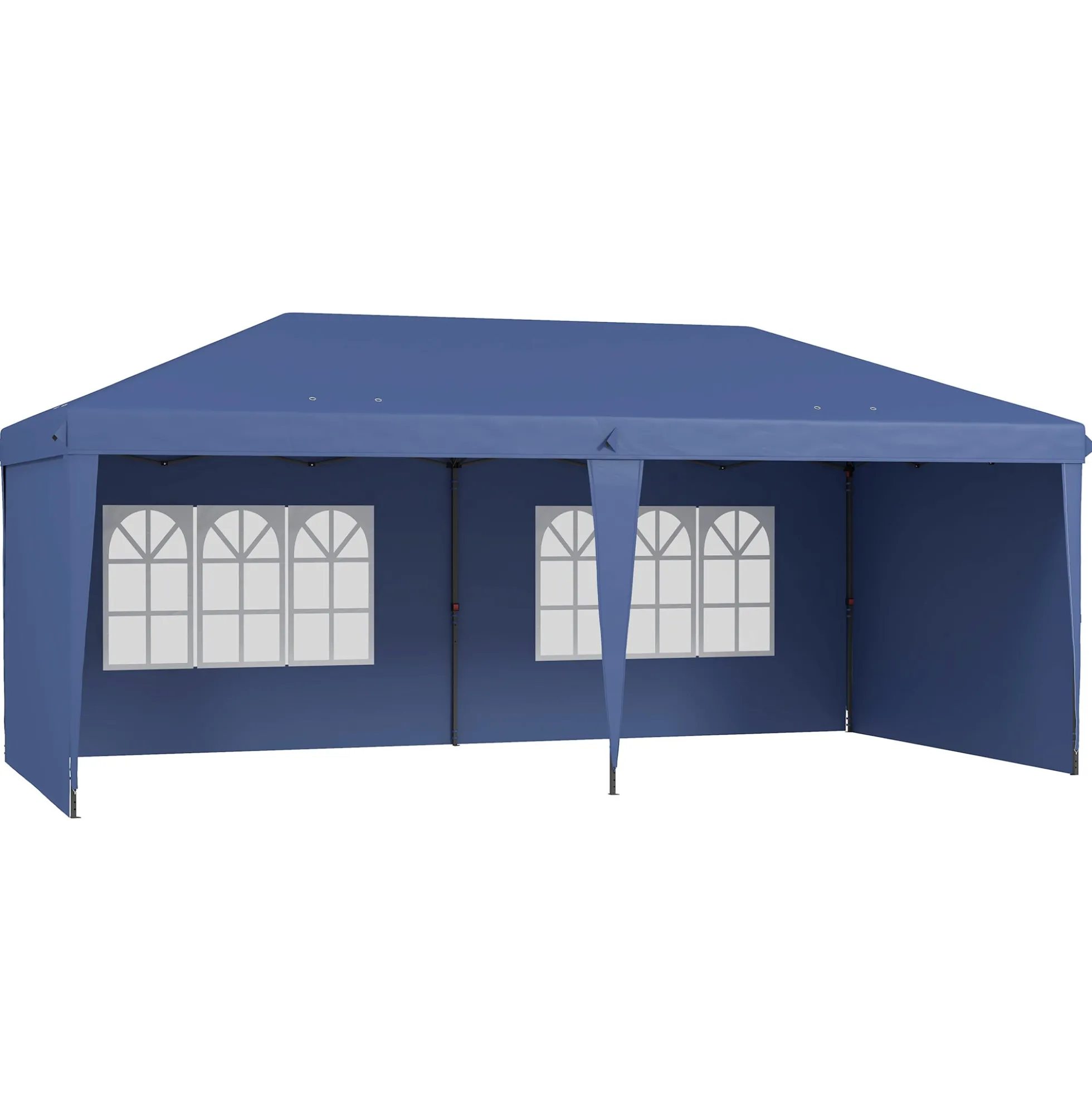 Outsunny Carpa Plegable 6x3 M Con 4 Laterales Desmontables 2 Ventanas Azul