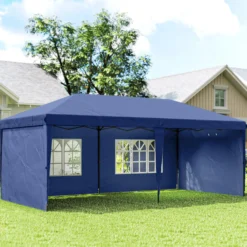 Outsunny Carpa Plegable 6x3 M Con 4 Laterales Desmontables 2 Ventanas Azul