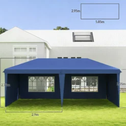 Outsunny Carpa Plegable 6x3 M Con 4 Laterales Desmontables 2 Ventanas Azul
