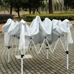 Outsunny Carpa Plegable 2,4x2,4 M De Jardín Diseño Pop Up De Acero Y Tela