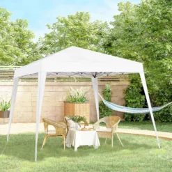 Outsunny Carpa Plegable 2,4x2,4 M De Jardín Diseño Pop Up De Acero Y Tela