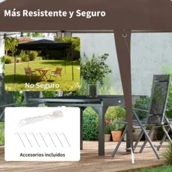 Outsunny Carpa Plegable 2,4x2,4 M De Jardín Pop Up Cenador De Acero Y Tela
