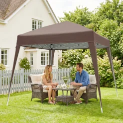 Outsunny Carpa Plegable 2,4x2,4 M De Jardín Pop Up Cenador De Acero Y Tela