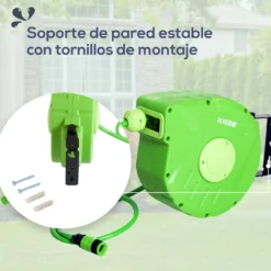 Outsunny Carrete Para Manguera Soporte Mural Portamanguera 10m Roll-up