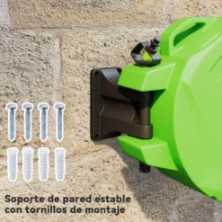 Outsunny Carrete Para Manguera Mural Portamanguera 15m Roll-up Automático