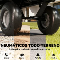 Outsunny Carrito De Jardín Con Ruedas Grandes Mango Giratorio Carga 300 Kg Negro