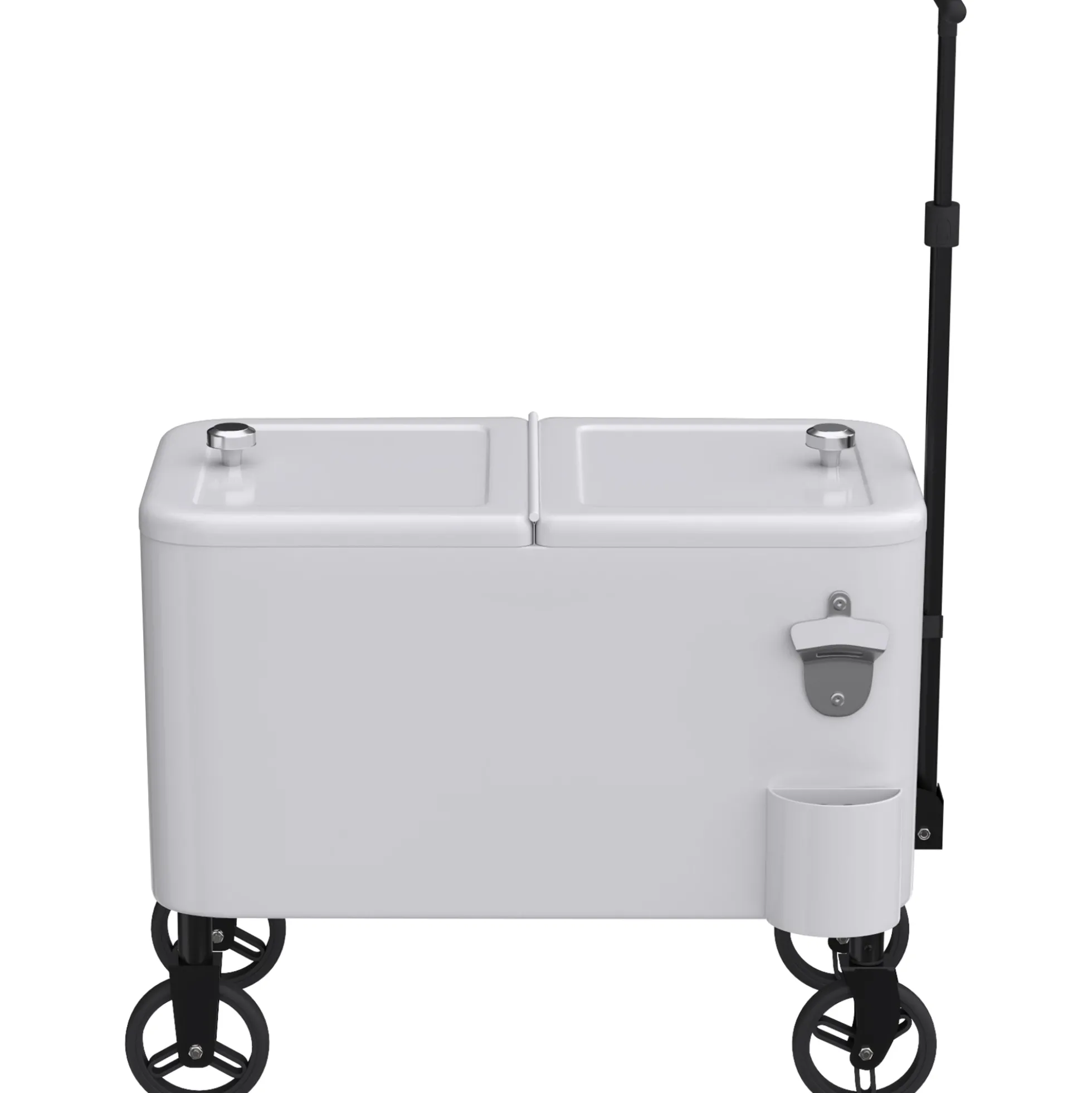 Outsunny Carrito Nevera De 56l Con Ruedas Mango Ajustable Abrebotellas Blanco