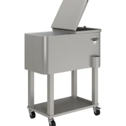 Outsunny Carro De Bebidas Refrigerado 56l Con Ruedas 67x35x80 Cm Gris Claro