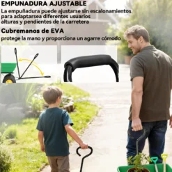 Outsunny Carro De Jardín Con Carrocería Inclinable 109x52x94 Cm Verde Oscuro