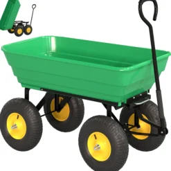 Outsunny Carro De Jardín Con Carrocería Inclinable 109x52x94 Cm Verde Oscuro