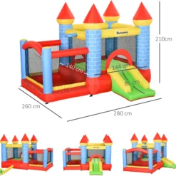 Outsunny Castillo Hinchable Infantil 280x260x210 Cm Con Inflador