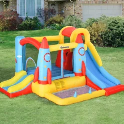 Outsunny Castillo Hinchable Con 2 Toboganes Cama De Salto Piscina 330x265x185 Cm