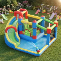 Outsunny Castillo Hinchable Para Niños Con Piscina 390x300x197 Cm Multicolor