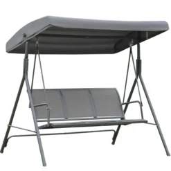Outsunny Columpio Balancín De Jardín De 3 Plazas Con Techo Ajustable 175x118x159 Cm Gris