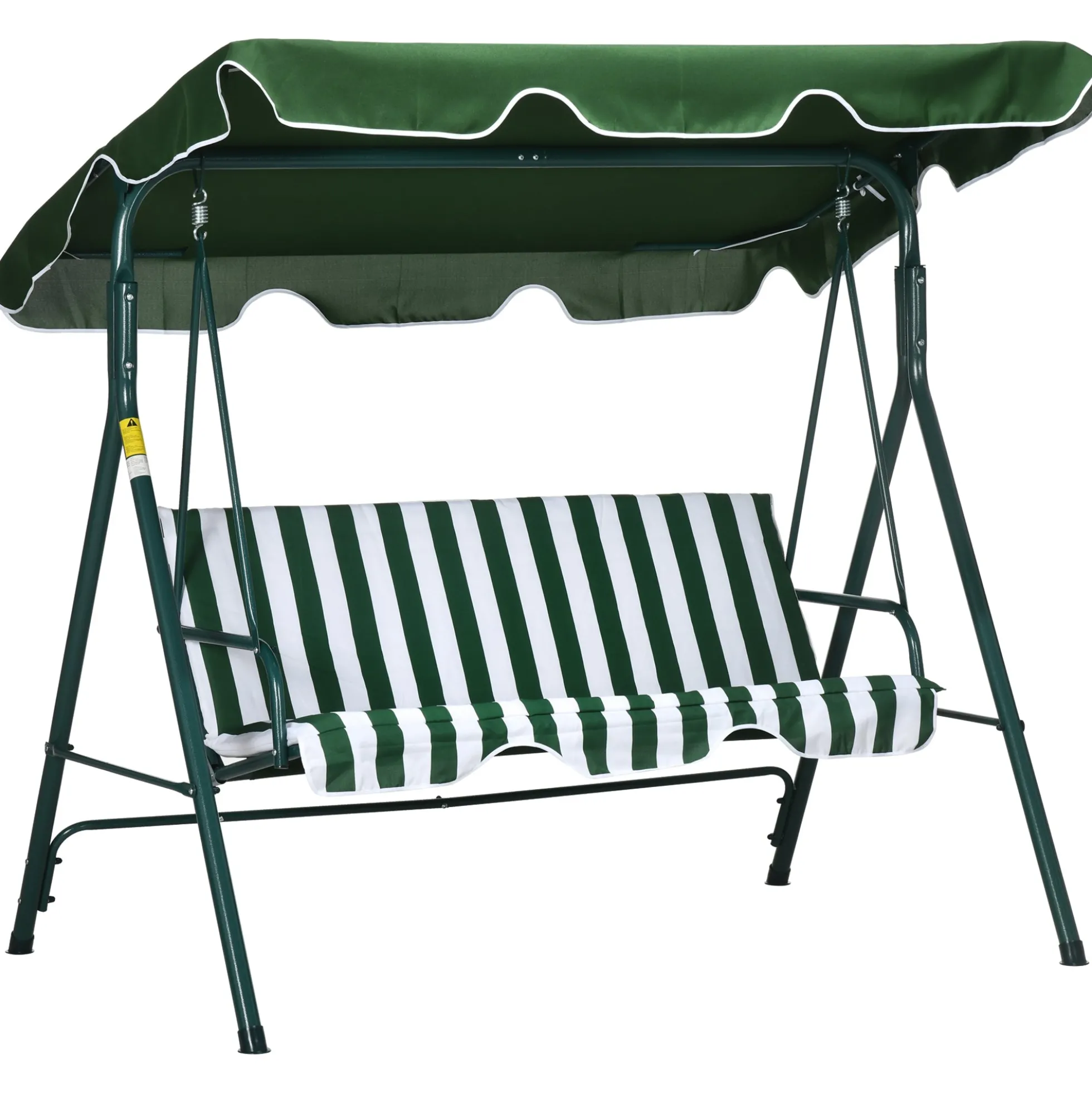 Outsunny Columpio Balancín De Jardín Exterior 3 Plazas 172x110x153 Cm Raya Verde