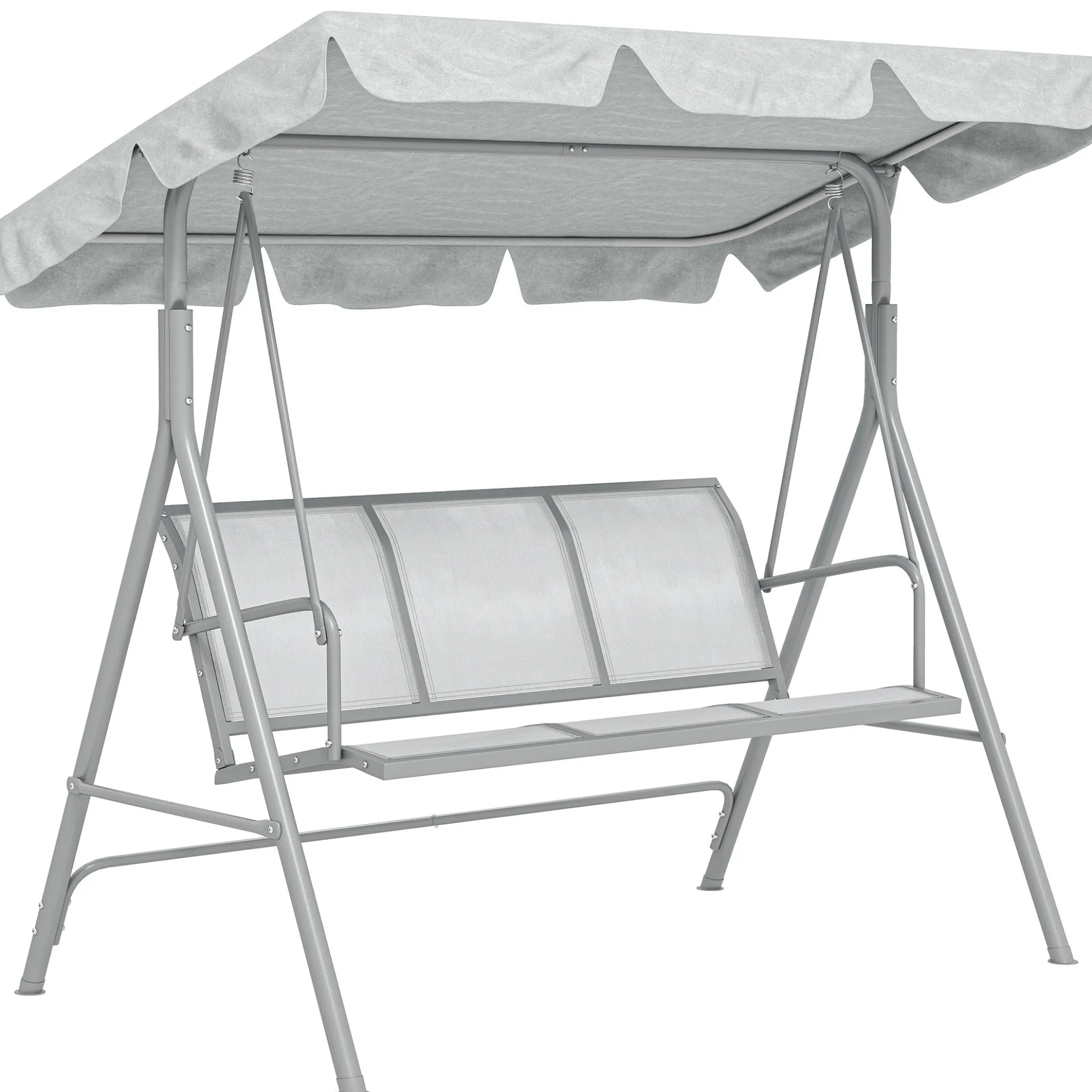 Outsunny Columpio Balancín Jardín De 3 Plazas Con Toldo Ajustable Terraza Gris