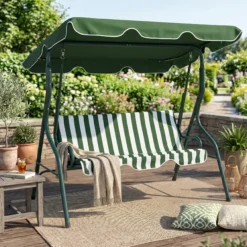 Outsunny Columpio De Jardín Con Toldo Ajustable En Ángulo 170x110x153 Cm Verde
