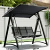 Outsunny Columpio De Jardín De 3 Plazas Con Techo Ajustable Asiento Transpirable