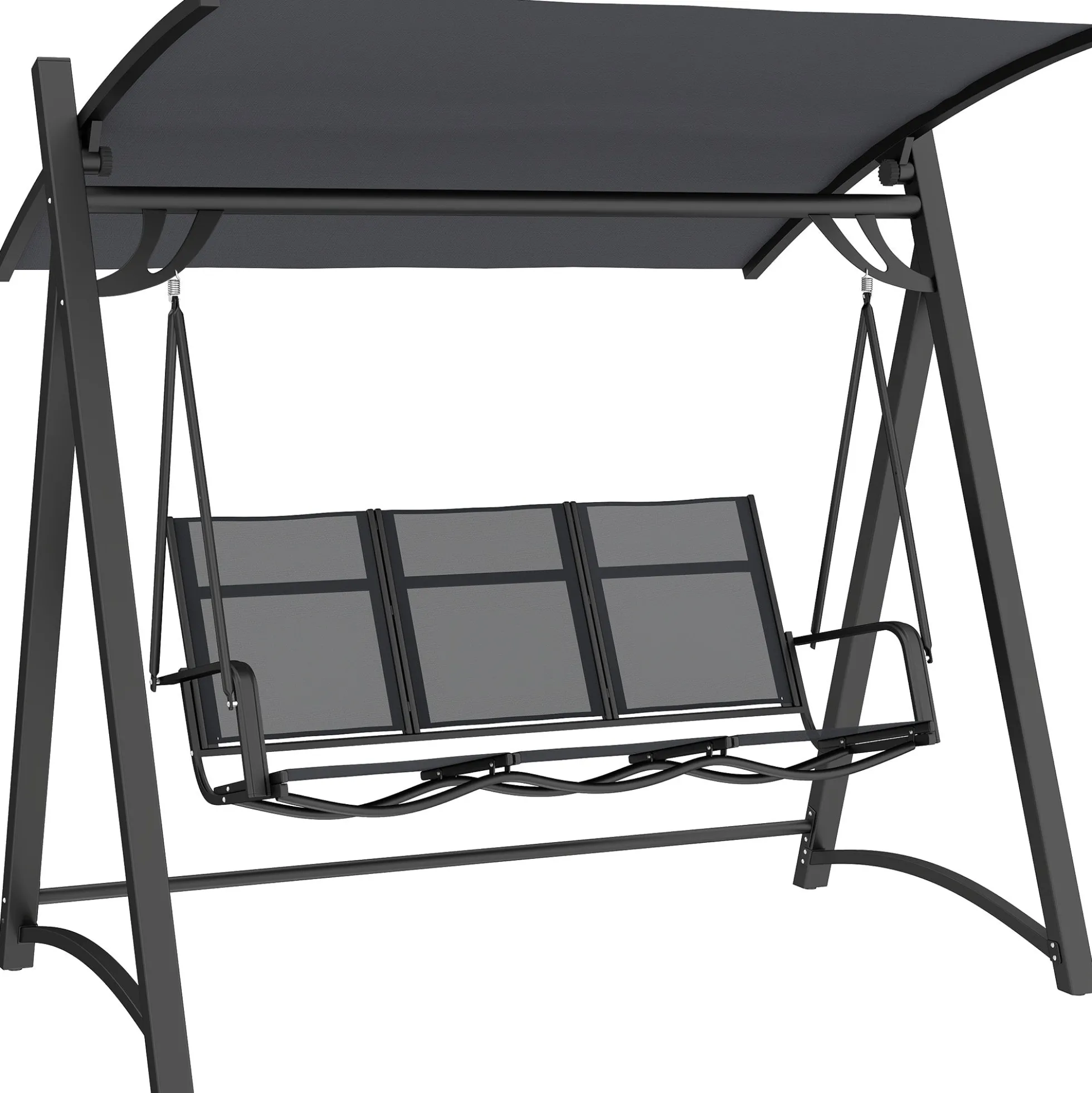 Outsunny Columpio De Jardín De 3 Plazas Con Techo Ajustable Asiento Transpirable