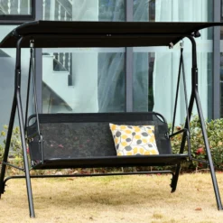Outsunny Columpio De Jardín 2 Plazas Silla Balancín Techo Ajustable