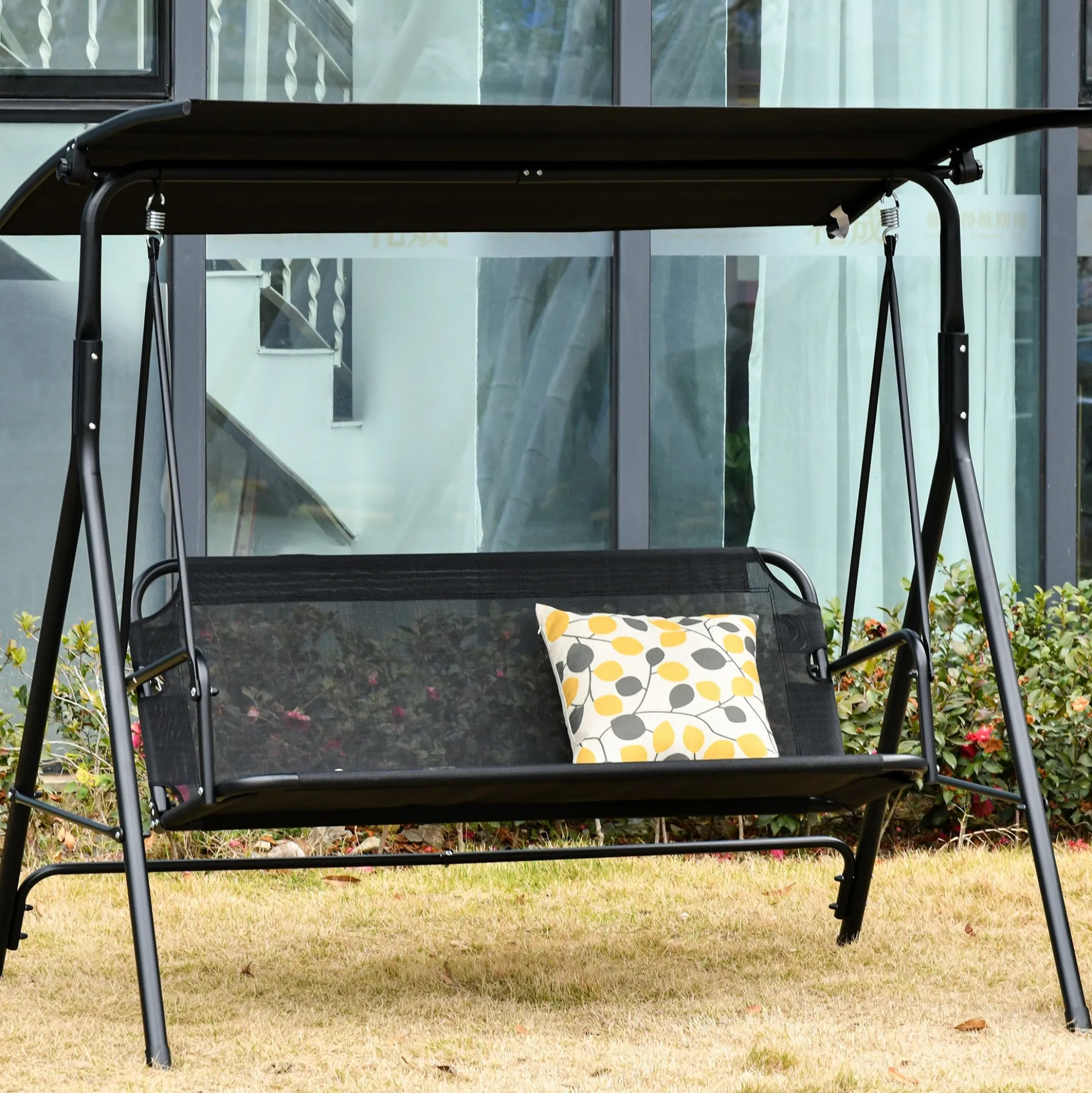 Outsunny Columpio De Jardín 2 Plazas Silla Balancín Techo Ajustable