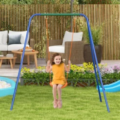 Outsunny Columpio Infantil Con Cinturón De Seguridad 180x160x182 Cm Naranja