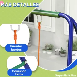 Outsunny Columpio Infantil Con 2 Sillas Y Soporte De Metal Multicolor