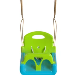 Outsunny Columpio Infantil 3 En 1 Cuerda Ajustable Respaldo Desmontable Verde