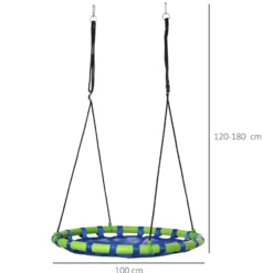 Outsunny Columpio Infantil Nido Con Altura Ajustable Carga 150kg Ø100x120-180 Cm